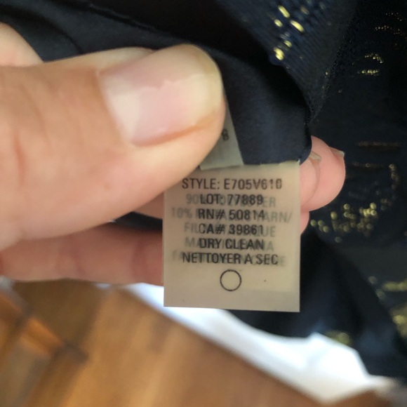 Elie Tahari Orital Jacquard Navy Metallic Gold Floral Cocktail Dress 8 US/ 12UK - Picture 9 of 11